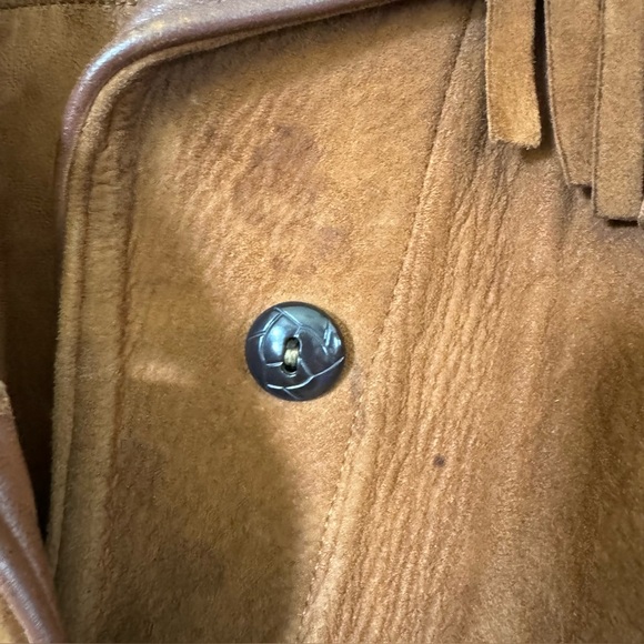 Vintage Brown Fringe Leather Jacket 50s Western Boho Harriswear Womens Medium - Picture 7 of 12